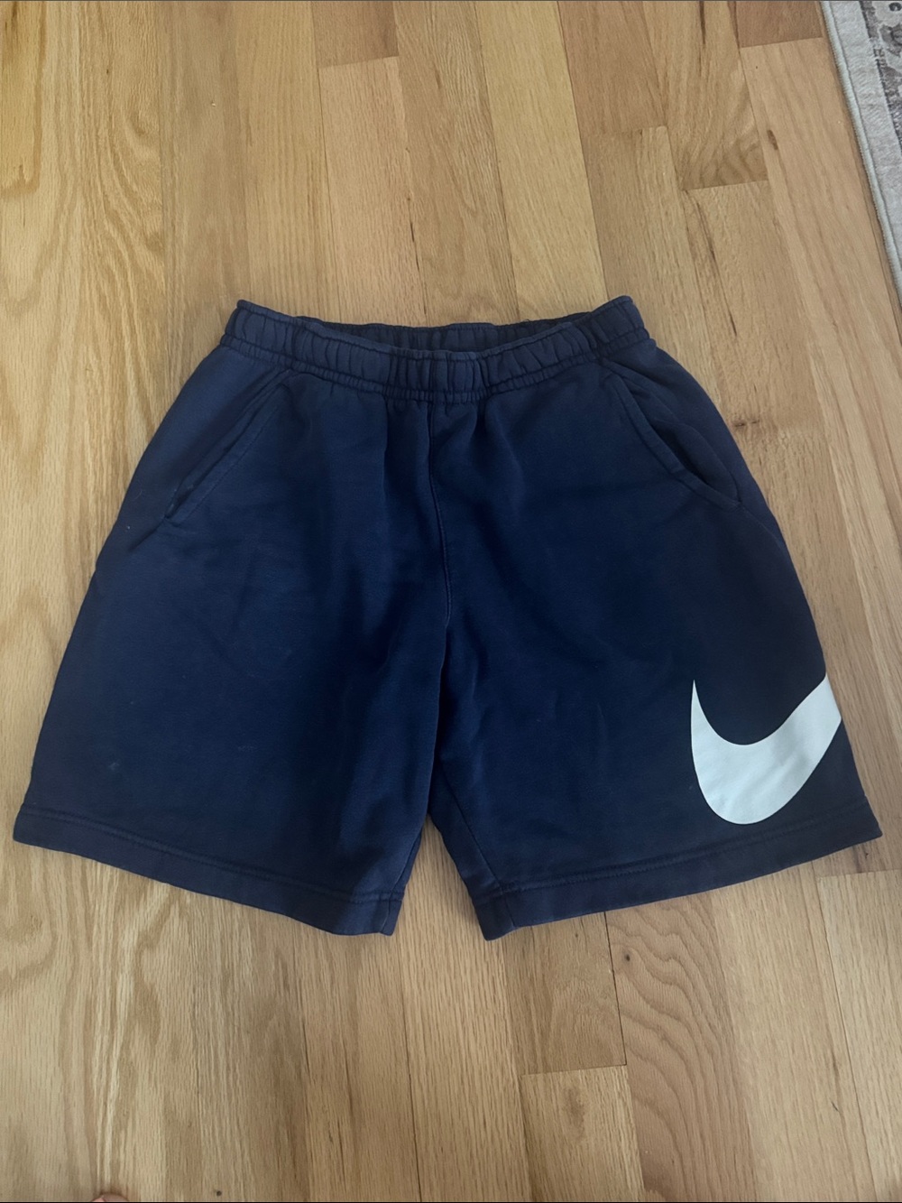 Nike Dark Blue Sweatshorts with White Swoosh